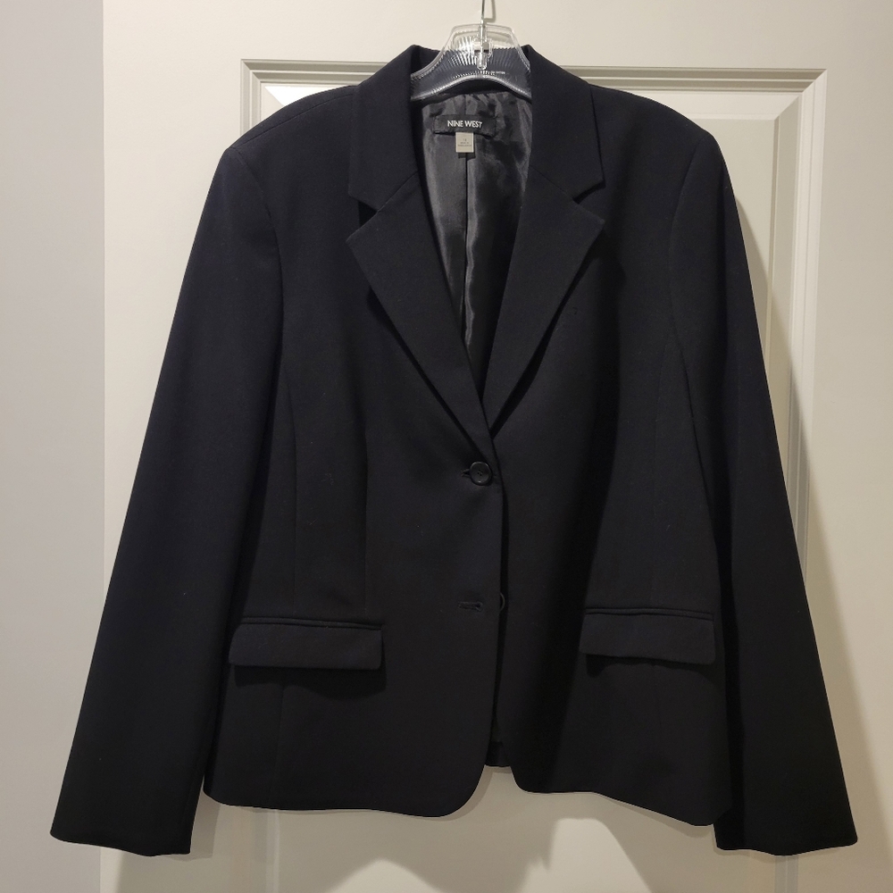 Nine West Black Blazer Classic Tailored Suit Jacket
